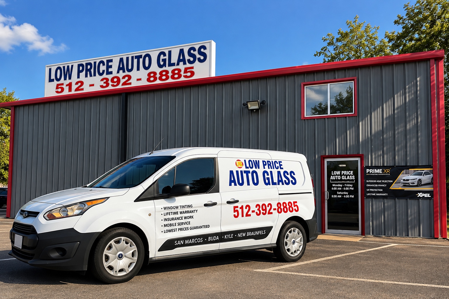 Low Price Auto Glass shop and mobile service van in San Marcos TX