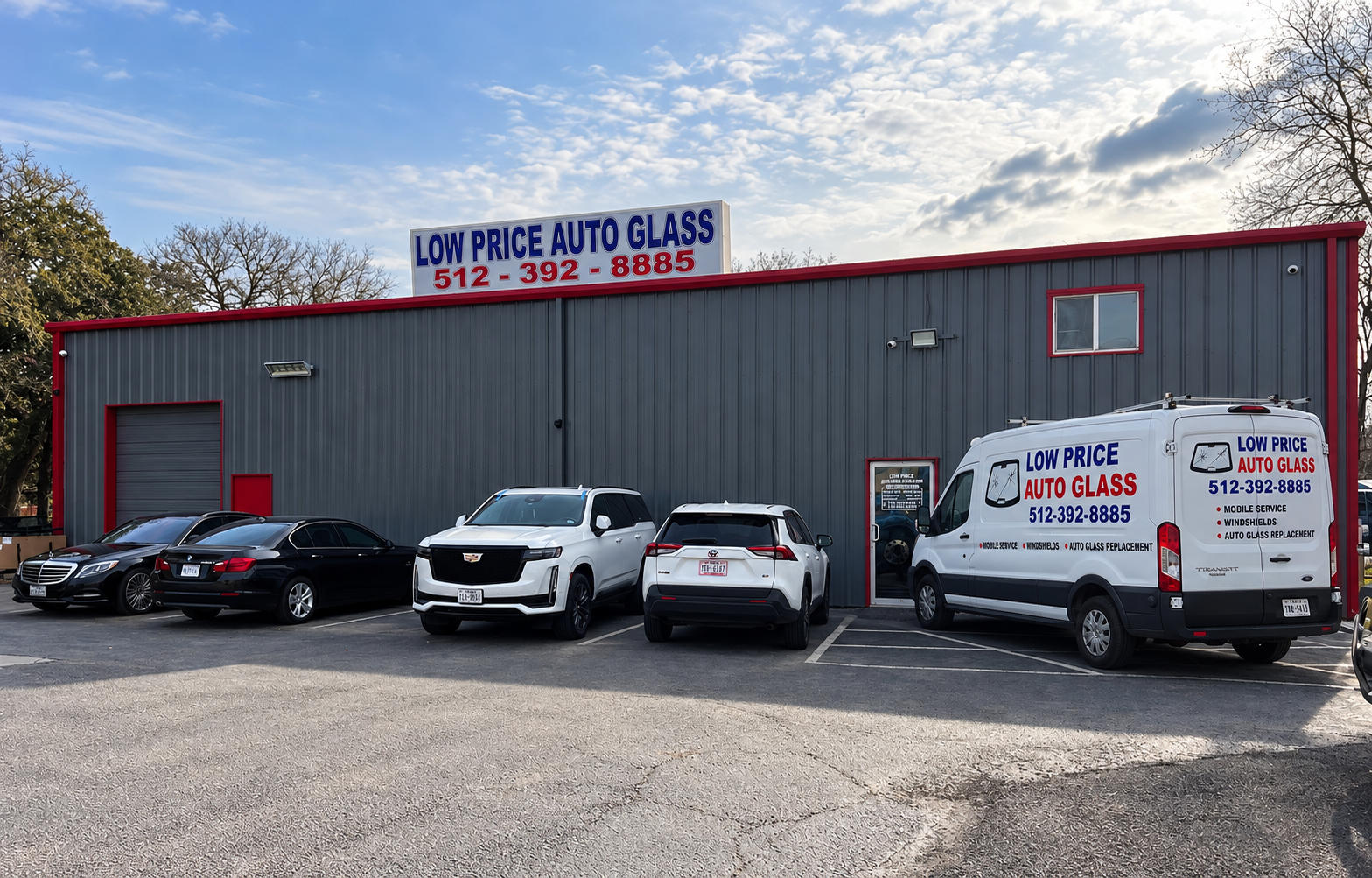 Low Price Auto Glass Shop Lot Low Price Auto Glass shop and mobile service van in San Marcos TX